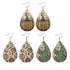 Boucles d'oreilles pendantes en bois pour femmes, imprimé citrouille, goutte d'eau, Cactus occidental en fleurs, bijoux Cowgirl, vente en gros, automne