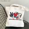 Shopping Bag Shopper bag Nurse caring Printed Kawaii Harajuku Canvas girl handbag Tote Shoulder Lady 230404