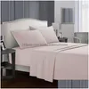 Zestawy pościeli proste łóżko lniane zestaw szlifierski czteroce mtigauge solidne kolory łóżka królowa king size tkaninowa dhwlj
