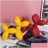Decorative Objects & Figurines Dog Scpture Balloon Art Statue Mini Collectible Figure Home Decoration Resin Figurine Desk Accessories Dhmuf