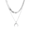 Chains Fashion Personality Two-layer Moon Necklace Sexy Double-layer Fishbone Chain