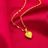 Łańcuchy Naszyjnik czysty złoty kolor urok w kształcie serca łańcuch obojczyka wiszącego dla kobiet Walentynki ślubne biżuteria