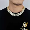 Bling luxo zircão cúbico diamante pavimentado caixa de bloqueio fecho 20mm masculino hip hop jóias cubana link corrente colar
