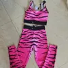 Roupa de ioga Cantura elástica feminina feminina de trilhas tigres tigres estilos estampados estriados esportes coletes de fitness vestes de gestas