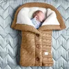 Schlafsäcke Baby Winter Dick gestrickte Tasche Infant Imitation Cashmere Liner Sleepsack Born Swaddle Wrap Kleinkind Kinderwagen Decke 230404