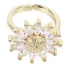 Cluster Rings Sunflower Ring Flower Open 18K Gold Plated Copper Stylish Exquisite Bling Jewelry