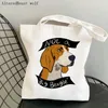 Shopping Bag Shopper bag Beagle dog Yoga Printed Kawaii Harajuku Canvas girl handbag Tote Shoulder Lady 230404