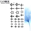 5 PC Tattoos temporários Black Little Cross Christ Cristã Tattoo à prova d'água âncora feminina braço corporal Arte Bíblia Tattoo temporário Men Hands Star Tatto Starters Z0403