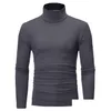 Men'S T-Shirts Mens T-Shirts Autumn Winter Thermal Long Sleeve Roll Turtleneck T-Shirt Solid Color Tops Male Slim Basic Stretch Tee To Dhgvo