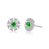Stud Earrings S925 Silver Inlaid Emerald Mountain Style Bright Moon Women's Retro Fashion Are Of Special Interest