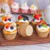 Party Decoration 6 PCS Simulation Cake Model Home Supplies Mini Food Toys Paper Cup Fake Cakes Pu Lovely Models Dollhouse Accessories