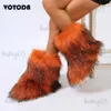 New Winter Faux Women Furry Warm Shoes Outdoor Thick Sole Mid-calf Y2K Girls Cute Long Fur Snow Boots T231104