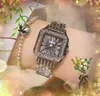 Montre de luxe populaire pour femmes, cadran de réservoir romain, 30mm, mode diamants, bague, robe, boîtier carré, bracelet en acier inoxydable, Relogio Feminino Lady, montre-bracelet à Quartz