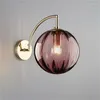 Wandlampen Moderne Noordse LED Light G9 Amber Glass Ball Slaapkamer SCONCE GOUD IJzeren Loft Decor Applique Murale Luminaire