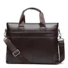 Briefcases 2023 Luxury Leather Business Men's Briefcase Male Fashion Shoulder Bag Men Messenger Boy Casual Tote Computer