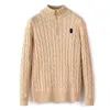 Diseñador de invierno para hombre suéteres ralph polo zip medio jersey de punto pony hombres sueltos ocasionales suéter de color puro 2213ESS