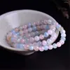 Strand 6mm Genuine Colorful Natural Morganite Gem Stone Crystal Round Bead Stretch Charm Bracelets For Women