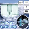 Sous-vêtements respirants culottes en soie de glace hommes sous-vêtements tendances pochette antidérapante ultra-mince slip transparent Cuecas Homem Masculinas