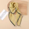 Sarongs 2022 new imitation silk scarf women net red simple pure color light gauze scarf pearl small square scarf bib scarf P230403