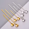 Coffee Tea Spoons Silver Golden Table Long Handle Brass Stainless Steel Dessert Spoons for Coffee Drink