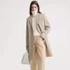 Women's Trench Coats T0t Spring And Autumn Suit Dark Beige Cotton Medium-length Single-breasted Loose Casual Coat Jacket Long