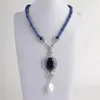 Chaînes Femme 19'' Rondelle à facettes Lapis Collier Keshi Pearl CZ Pendentif