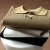 Herrpolos pendlare kläder avancerad känsla v-ringning polo mäns lös skjorta kort ärm