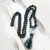 Kettingen 108 Gebed kralen Mala ketting 8mm Lava Stone geknoopte boho sieraden rauwe ruw q-uartz hanger mix kleur kwast voor mannen