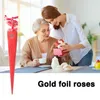 Flores decorativas 24k folha banhada a ouro rosa flor plástico artificial dia dos namorados decoração dourada namorada beleza rosas presente casamento d n8e2