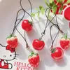 Porte-clés Simulation fraise tomate téléphone portable chaîne lanière U disque porte-clés femmes sac Anti-perte pendentif cadeau d'anniversaire