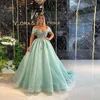 Feestjurken luxe elegante avondjurken van de schouder kralen appliques geplooide bal jurk vrouwen prom plus size custom made made