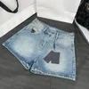 Kadın Şort Tasarımcı Metal Rozeti Jean Kadınlar Yüksek Bel Jeans Yaz Seksi Kısa Pantolon Günlük Stil Denim Me1n