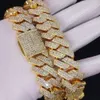 Män lyxig hiphop bling mässing 18k guld pläterad 20 mm diamant cz iced ut kubansk armband