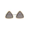 Stud Mujeres Triángulo Druzy Stud Pendientes para niñas Resina Piedra Pendiente de oro Joyería de moda femenina Regalo en Bk Drop Entrega Joyería Oreja DHGHP