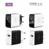 QC3.0 Snabb snabb USB -väggladdare 18W Power Adapter 5V 3A 9V 2A för iPhone 12 13 14 15 Samsung S7 S8 S10 S22 S23 LG Retail Package S6