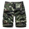 Männer Shorts Camouflage Cargo Casual Lose Knielange Baumwolle Hosen Männliche Mittlere Taille Gerade Sommer Multi-taschen Medium hosen