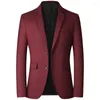 Herrenanzüge BROWON Marke Business Casual Jacken Für Männer Frühling Und Herbst Einfarbig Drehen-unten Kragen Blazer 2023 Hochzeit