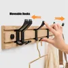 Hooks Rails 3/4/5 Hook Wood Wall Mounted Coat Hanger Kitchen Hanger Folding Hook Badrumhängare 230404