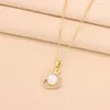 Hänge halsband krona hjärta bländande sjöjungfru pärlhalsband för kvinnor koreansk mode söt rostfritt stål kvinnlig nackkedja smycken