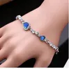 Bangle Ocean Heart Crystal Rhinestone Bracelet For Women Girl Stainless Steel Chain Bracelets Charms Bangles Jewelry Gifts