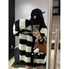 Women's Knits & Tees designer luxury M 23 autumn/winter new lazy style letter embroidery black and white striped contrast loose knit cardigan E6SL