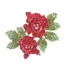 Broches 70 Mm Bling rouge cristal Rose fleur broche strass broche pour les femmes