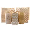 Gift Wrap 5Pcs Kraft Paper Bag Dot Stripe Print Baking Cookies Bread Cake Sweets Snack Takeaway Packaging Home Party Decor