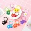 Cute Colorful Resin Flower Keychain With Bell for Women Girl Keyring Cartoon Charm Bag Pendants Car Key Chains