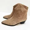 Vinterberömda Isabels Dicker Women Ankle Boots Suede Leather Marants Cowboy Boot Lady Dewina Booty Party Wedding Martin Booties EU35-42 med Boxx