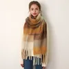 Scarves Korean version av Dongmen AC Plaid Scarf Soft Waxy Thicked Autumn and Winter New Mohair Imitation Cashmere för Women2LBZ