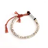 Bracelets porte-bonheur bouddhiste tibétain fil de coton tressé Bracelet noeuds chanceux perles de Bodhi naturelles amulette sculptée à la main pour les hommes