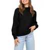 Pulls pour femmes 2023 col rond manches longues décontracté ample côtelé tricot solide doux pull pull hauts