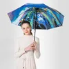 Umbrellas JPZYLFKZL Creative Three-fold Folding Umbrella Female Male Car Luxury Large Windproof Men Rain Black Paint