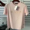 2024ss Spring/Summer New Designer Short Sleeve Shoulder Gold Button Stamped Letter Cotton T-shirt Couple Top Men and Women Asian size XS-3XL